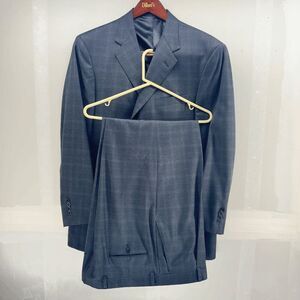 Daniel Cremieux Gray Plaid Tartan 3 Button 44R Wool Suit Loro Piana Italy Fabric